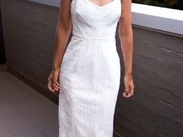 Renting out: Rebecca Vallance White Frill Midi Dress | Size 6