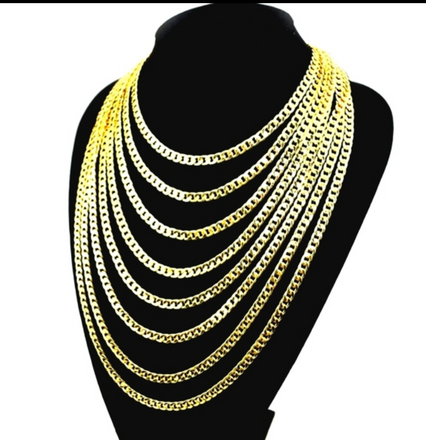 Lot of 25 18K Gold Plated Curb Chains Sizes 20-26"