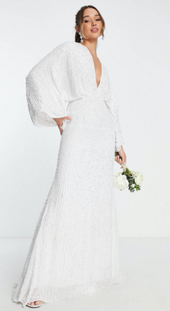 ASOS Ciara sequin kimono sleeve wedding dress Wedshare by Wedshed