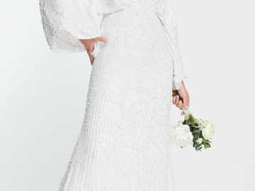 Selling: ASOS Ciara sequin kimono sleeve wedding dress