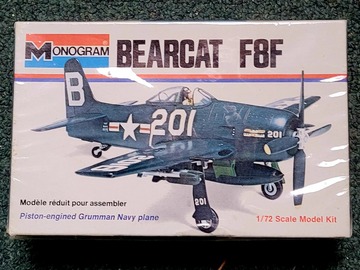 Selling with online payment: Monogram 1973 1/72 Grumman F8F Bearcat kit #6789 new