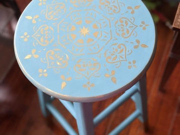 Individual Seller: Hand painted blue stools 