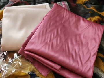 Selling with online payment: Stretch Satin remnants (heather rose & almost mauve)
