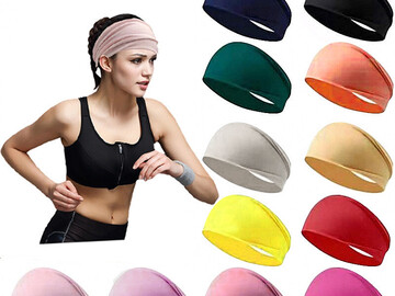 Comprar ahora: 100pcs Solid color sports hair band fitness running sweat band