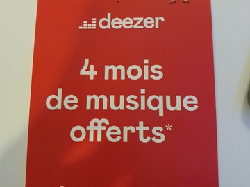 Vente: Carte deezer Premium - 4 mois d’abonnement (40€)