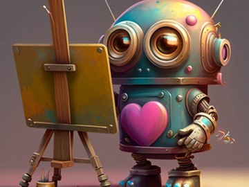 Selling: A cute robot artist painting