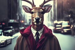 Selling: A man with the head of a deer in human clothing