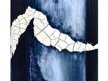 Sell Artworks: Blue grey textured painting No 2