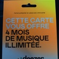 Vente: Carte Deezer 4 mois (40€)