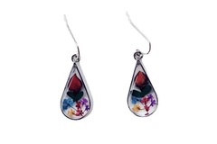 Comprar ahora: Water drop shaped resin rose dried flower earrings - 120 pcs