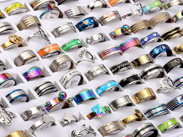 Buy Now: 1.2 Thick Titanium Steel Stainless Steel Mixed Rings - 700 pcs