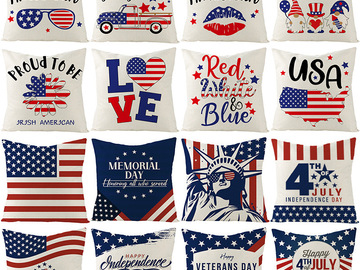 Buy Now: Independence Day letters linen pillow cushion cover - 80 pcs