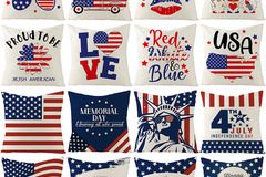Buy Now: Independence Day letters linen pillow cushion cover - 80 pcs