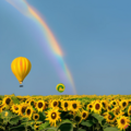Selling: Up, Up, and Away: A Colorful Journey Over Sunflower Fields