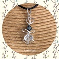 Vente au détail: Pendentif lapinou en argent et perle obsidienne flocon de neige