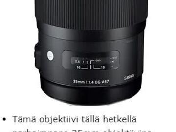Vuokraa tuote: EF 35mm f1:1.4 DG HSM , Tampere