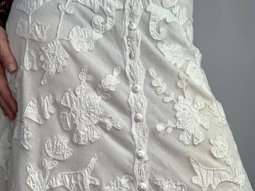 Selling: White on White Appliqué on Mesh Midi Skirt