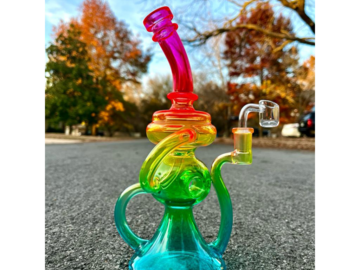  : 10"Rainbow Full Of Life Recycler Dab Rig Or Bong