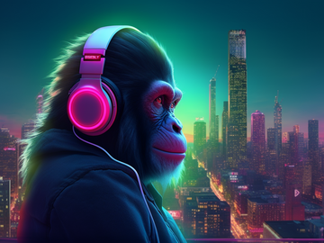 Selling: Cool DJ monkey in futuristic New York 