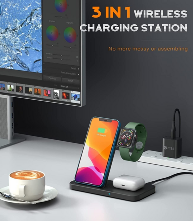 3 In 1 Wireless Charging Station dock for Apple iphone