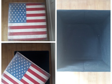 Vente: Vente boite de rangement/tabouret drapeau USA