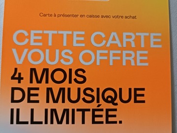 Vente: Carte Deezer - Abonnement de 4 mois (72€)