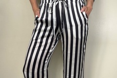 Selling: Anine Bing Black + White Stripe Silk Pants