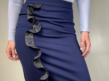 Selling: NWT Opening Ceremony Black Ruffle on Navy Skirt