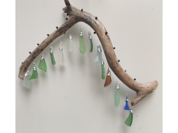  : big sea glass mobile on a beautifully shaped branch
