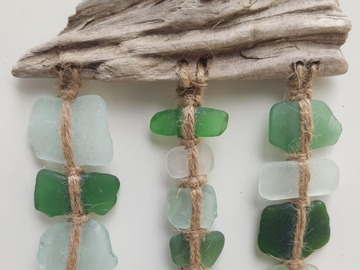  : sea glass mobile on a driftwood from Japan