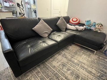 Individual Seller: Black Leather Sectional