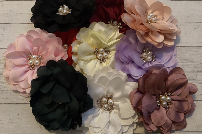 Wholesale LOT-250pcs. of Fabric Flowers for DIY Hair Bows, Crafts