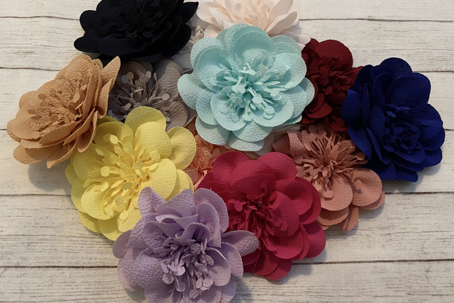 Wholesale LOT-250pcs. of Fabric Flowers for DIY Hair Bows, Crafts