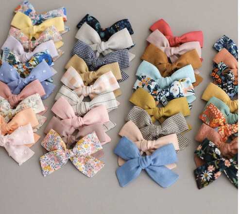 100pcs. Hand-Tied Hair Bows-Mix Lot-Clip and Nylon Headbands