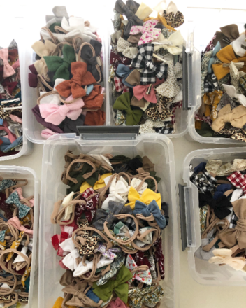 100pcs. Hand-Tied Hair Bows-Mix Lot-Clip and Nylon Headbands
