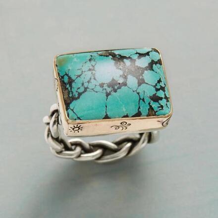 100pcs Vintage Indian Style Blue Plaid Turquoise Ring for Women