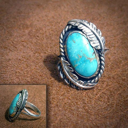 100pcs Vintage Indian Style Blue Plaid Turquoise Ring for Women