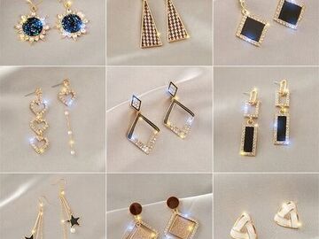 Bulk Lots: 100 Pairs 925 Silver Post Geometric Pearl Earrings