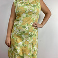 Selling: Pretty Vintage Day Dress in Earthy Greens