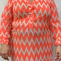Selling: CATO Women's Chevron Henley Tunic Dress Pink White Size XL