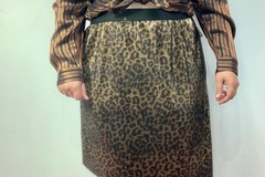 Selling: NWT PiPHANY Women Leopard Asymmetric Skirt Tan Back XL