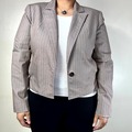 Selling: Nine West Suit Womens Striped Crop Blazer Coat Cotton Gray L