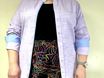 Selling: Heritage Womens Slim Fit Button Down Shirt Cotton Light Purple XL