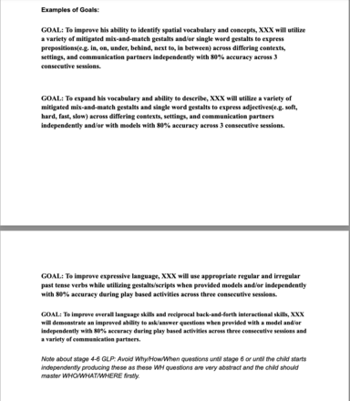 Gestalt Language Processing Goal Examples at each Stage and Ratio - SLP2SLP