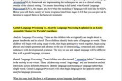 Digital Resource: Gestalt Language Processing Home Programs Stages 1-6