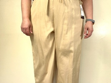 Selling: Khaki Trousers Relaxed Fit Pull On Silk Pants 