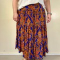 Selling: Orange Blue Tiered Paisley Print Maxi Skirt Vibrant