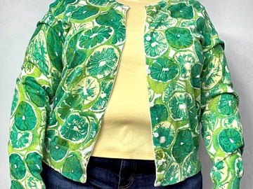Selling: Lime Green Floral Cardigan Sweater 