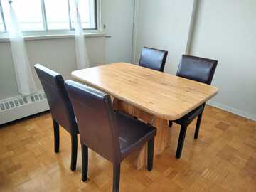Individual Seller: Pure wooden 4 seater dining table with 4 faux leather chairs