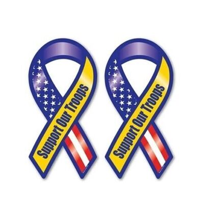 SUPPORT OUR TROOPS RIBBON 8" x 3.75" MAGNET CAR KITCHEN 